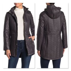 Via Spiga Quilted Hooded Anorak in Steel